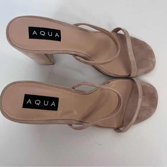 Aqua Adele Open-Toe Block High-Heel Nude Sandals Size 6.5 - Picture 10 of 11